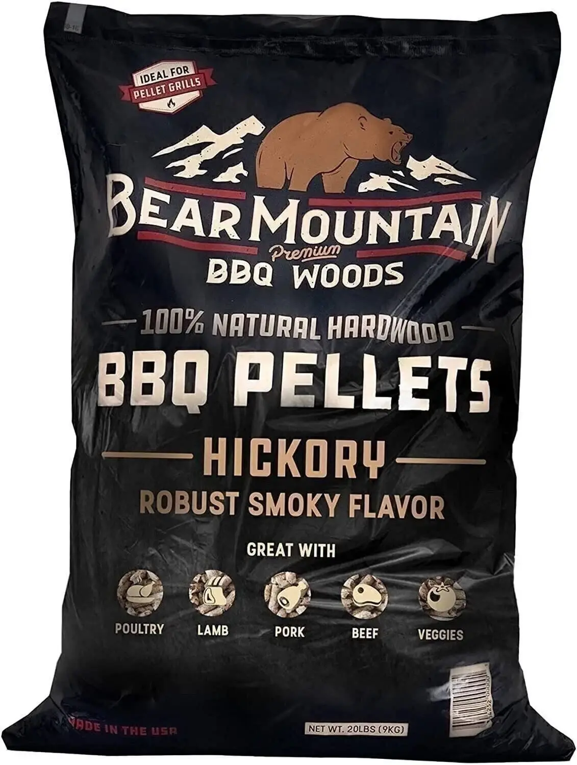 פֶלֶט למעשנה מעץ היקורי אמריקאי 9 ק”ג Hickory pellets