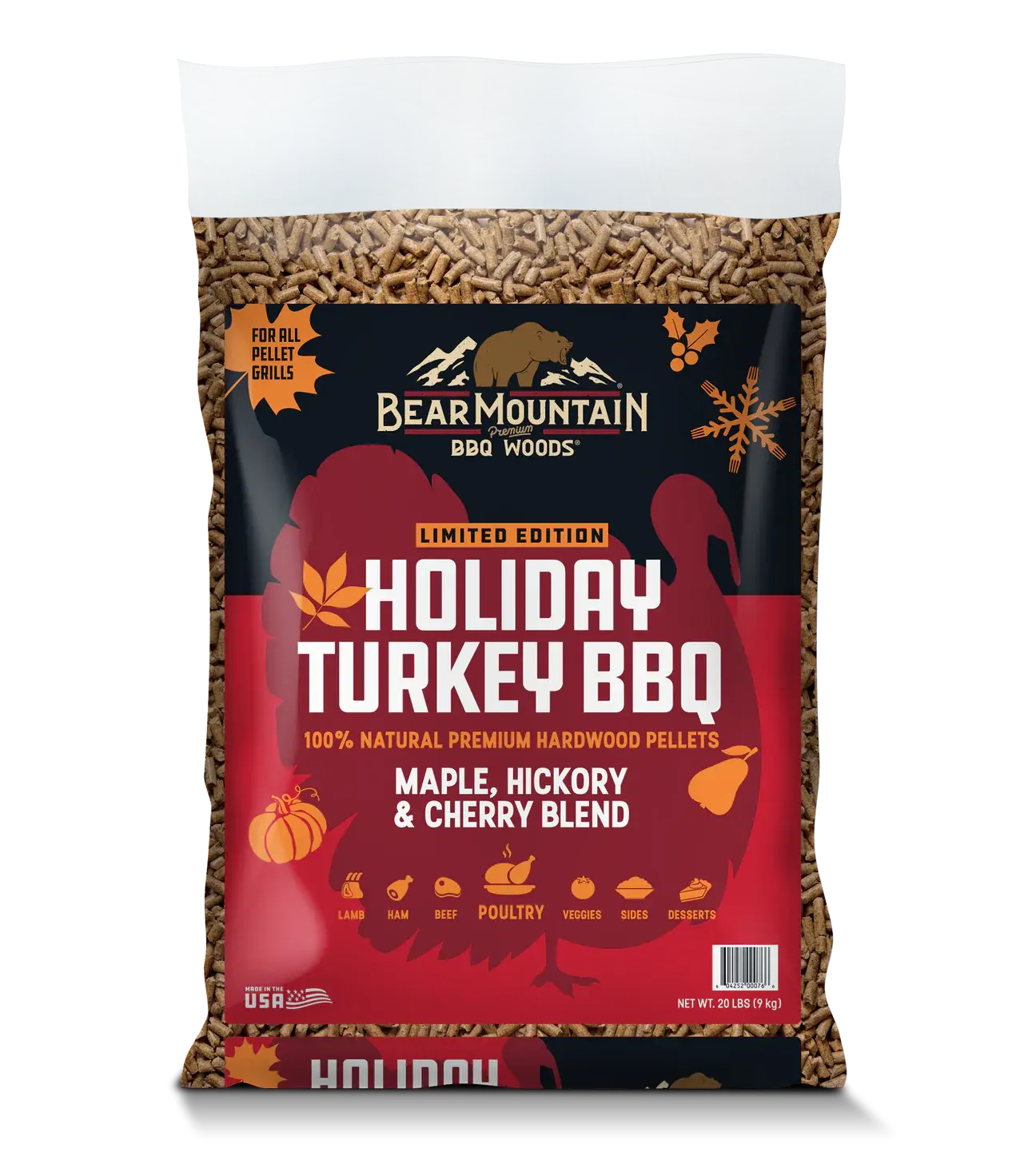 פֶלֶט למעשנה-תערובת מ-עצים אמריקאיים 9 ק”ג Holiday Turkey Pellets