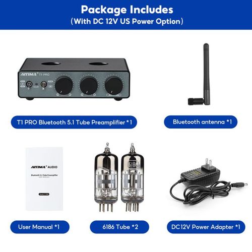 AIYIMA T1 PRO — קדם-מגבר מנורות עם Bluetooth 5.1 aptX-HD