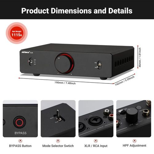 AIYIMA A20 — מגבר הספק יובל 10 שנים עם HPF, XLR ו-Sub Out