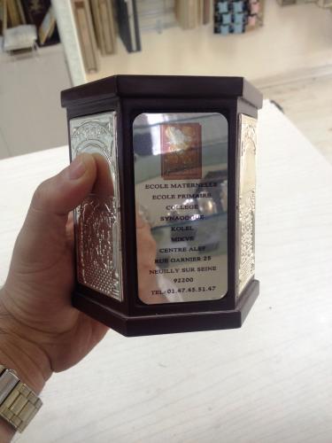 קופת צדקה עץ כסף משושה דגם 9831 [אין במלאי]
