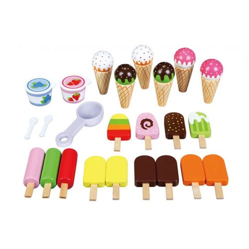 עגלת דוכן גלידה מעץ 31 חלקים Bgifts