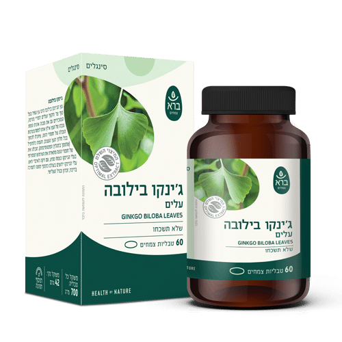 גינקו בילובה עלים | Bara Herbs Ginkgo Biloba Leaves (60 טבליות צמחיות)