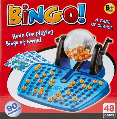 משחק בינגו משפחתי עם 90 מספרים ו־48 כרטיסים