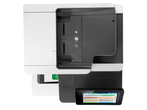 מדפסת לייזר משולבת צבעונית HP Color LaserJet Enterprise MFP M577dn – מבט מלמעלה על מזין המסמכים ולוח הבקרה