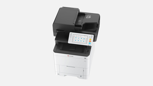 מדפסת משולבת לייזר צבעונית KYOCERA ECOSYS MA3500cifx – מבט מלמעלה על מזין המסמכים ולוח הבקרה