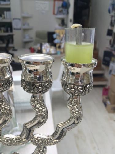 חנוכיה עם כד קטן בציפוי כסף טהור דגם 677768