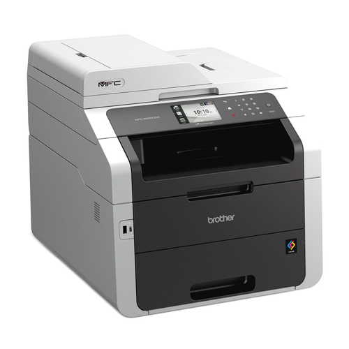 מדפסת לייזר צבעונית משולבת Brother MFC-9330CDW – מבט זוויתי, חזית וצד שמאל