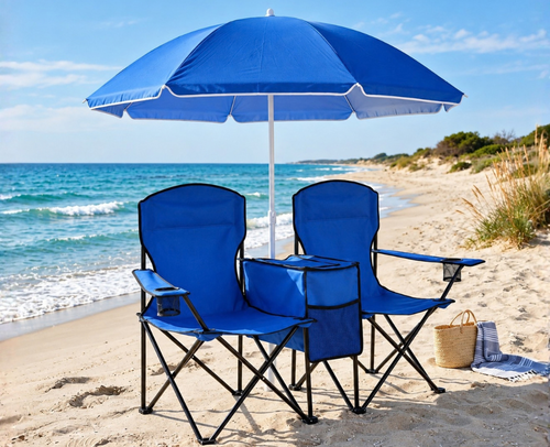 כיסא קמפינג זוגי מתקפל עם שמשייה וצידנית PLAYA