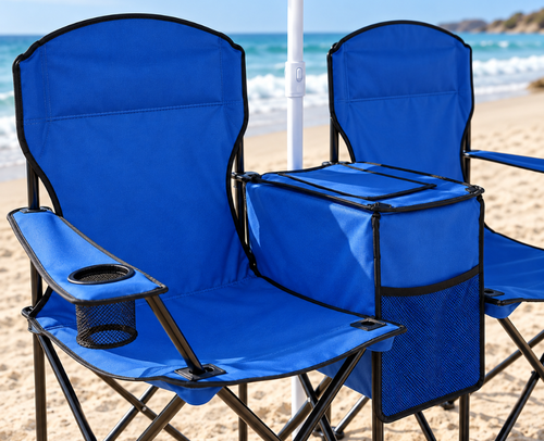 כיסא קמפינג זוגי מתקפל עם שמשייה וצידנית PLAYA