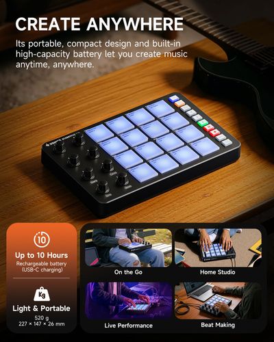 Donner STARRYPAD PRO MIDI Controller עם סוללה נטענת