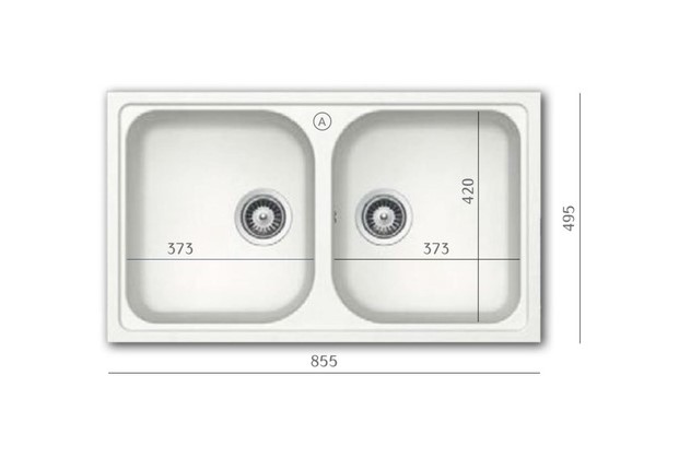 כיור מטבח  כפול ליטוס N-200 קריסטלייט מבית גומא אקווטופ מתאים לארון 85 ס"מ 