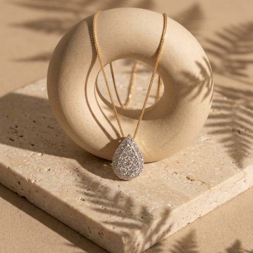 שרשרת ותליון טיפה יהלומים (1.50CT) זהב 14K