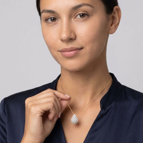 שרשרת ותליון טיפה יהלומים (1.50CT) זהב 14K