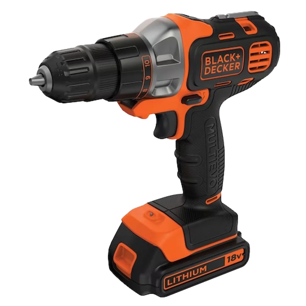 מברגה/מקדחה נטענת 18V MULTIEVO + סוללה 1.5Ah ומטען MT218K BLACK+DECKER