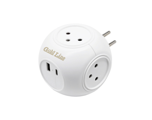 מפצל קובייה מעוצב 4 שקעים + MP-402 / USB + TYPE C