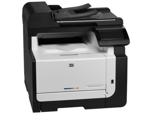 מדפסת לייזר צבעונית משולבת HP LaserJet Pro CM1415fnw – מבט זוויתי, חזית וצד שמאל