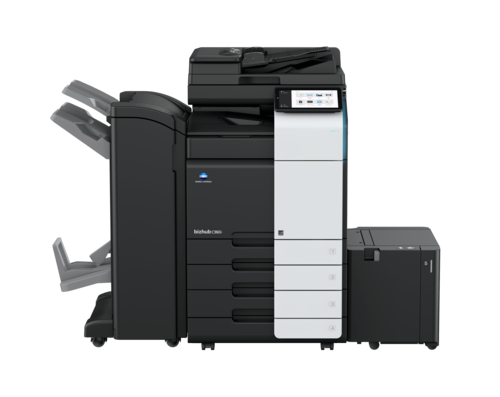מכונת צילום צבעונית משולבת Konica Minolta bizhub C360i – בתצורה מלאה עם יחידת גימור ומגש נייר בקיבולת גבוהה