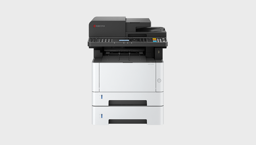 מדפסת לייזר משולבת שחור לבן KYOCERA ECOSYS MA4000fx – מבט מלפנים עם מגש נייר פתוח