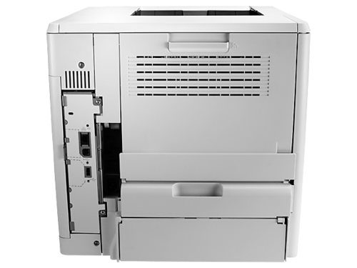מדפסת לייזר משרדית HP LaserJet Enterprise M605N – מבט אחורי-צדדי עם יציאות החיבור