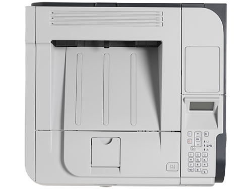 מדפסת לייזר שחור-לבן HP LaserJet P3015dn – מבט מלמעלה עם מגש הפלט ולוח הבקרה