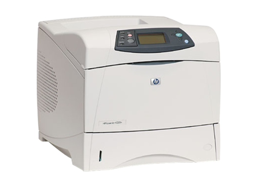 מדפסת לייזר שחור-לבן HP LaserJet 4250 – מבט קדמי-אלכסוני עם לוח הבקרה