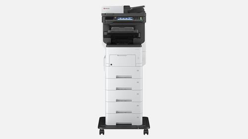 מדפסת לייזר משולבת שחור לבן A4 KYOCERA ECOSYS M3860idnf – מבט קדמי עם מגשים