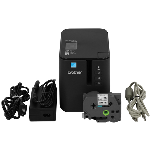 מדפסת מדבקות תרמית Brother PT-P900W wi-fi – מבט קדמי עם מחסנית סרט