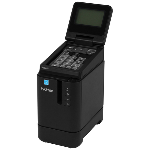מדפסת מדבקות תרמית Brother PT-P900W wi-fi – מקלדת ותצוגה פתוחים, מבט משמאל