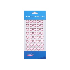 אבני שיבוץ דביקות 14 מ"מ לבבות ורודים