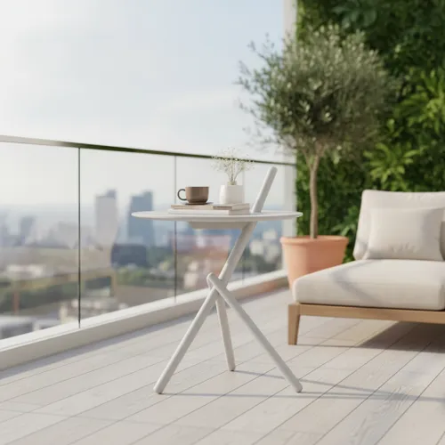 שולחן צד מפלדה עם גובה מתכוונן, קוטר 38 ס