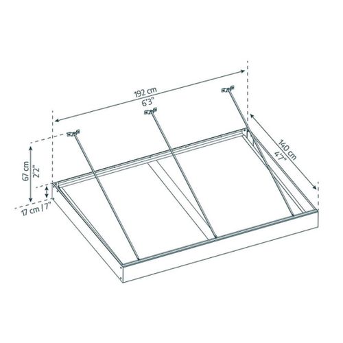 גגון כניסה מודרני 1.4×1.9 מטר, אלומיניום אפור ולוח לבן אופל – דגם מורסיה – תמונה 3
