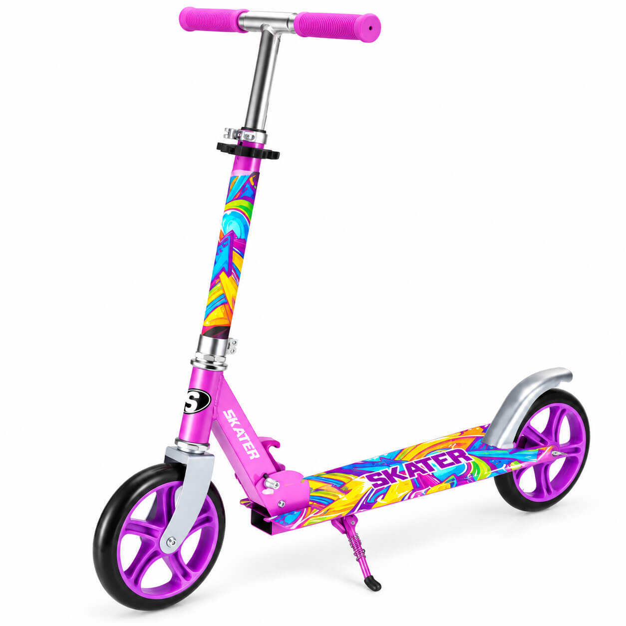 קורקינט אלומיניום New XL Graffiti גלגלי 200 מ״מ ורוד Skater