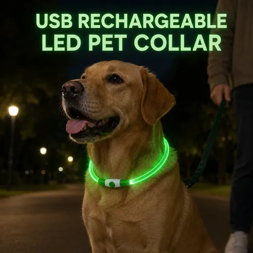 קולר לכלב - קולר LED לחיות מחמד נטען ב-USB