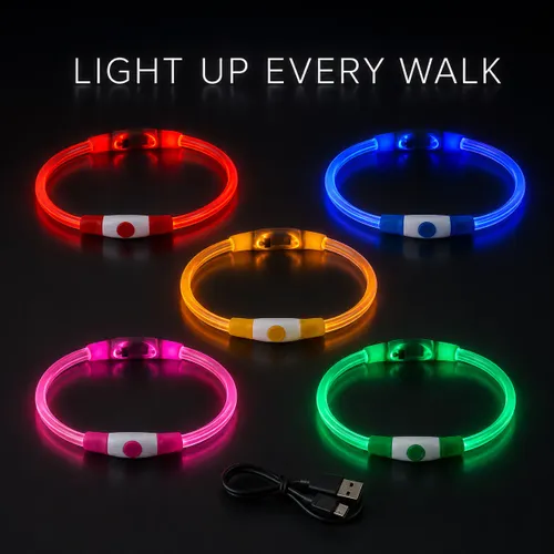 קולר לכלב - קולר LED לחיות מחמד נטען ב-USB