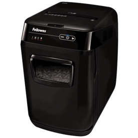 מגרסת נייר Fellowes AutoMax 150C – תצוגה קדמית-צדדית של המכונה