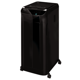 מגרסת נייר Fellowes AutoMax 600M – תצוגה קדמית-צדדית של המכונה