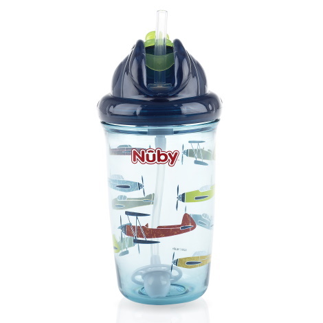 כוס אימון עם קשית ומשקולת מתהפכת כחול Nuby