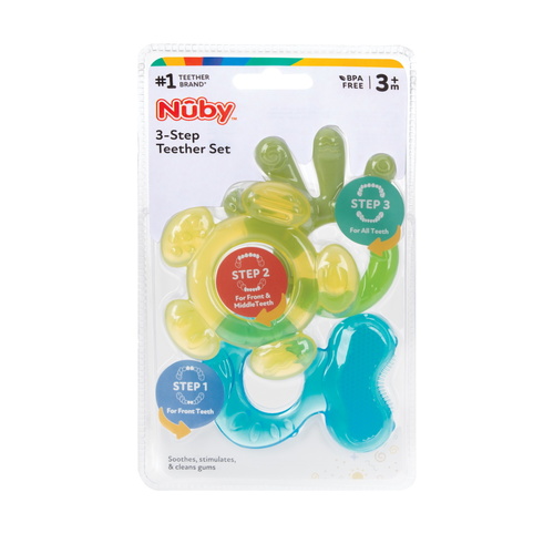 סט 3 נשכנים לפי שלבי בקיעת השיניים Nuby