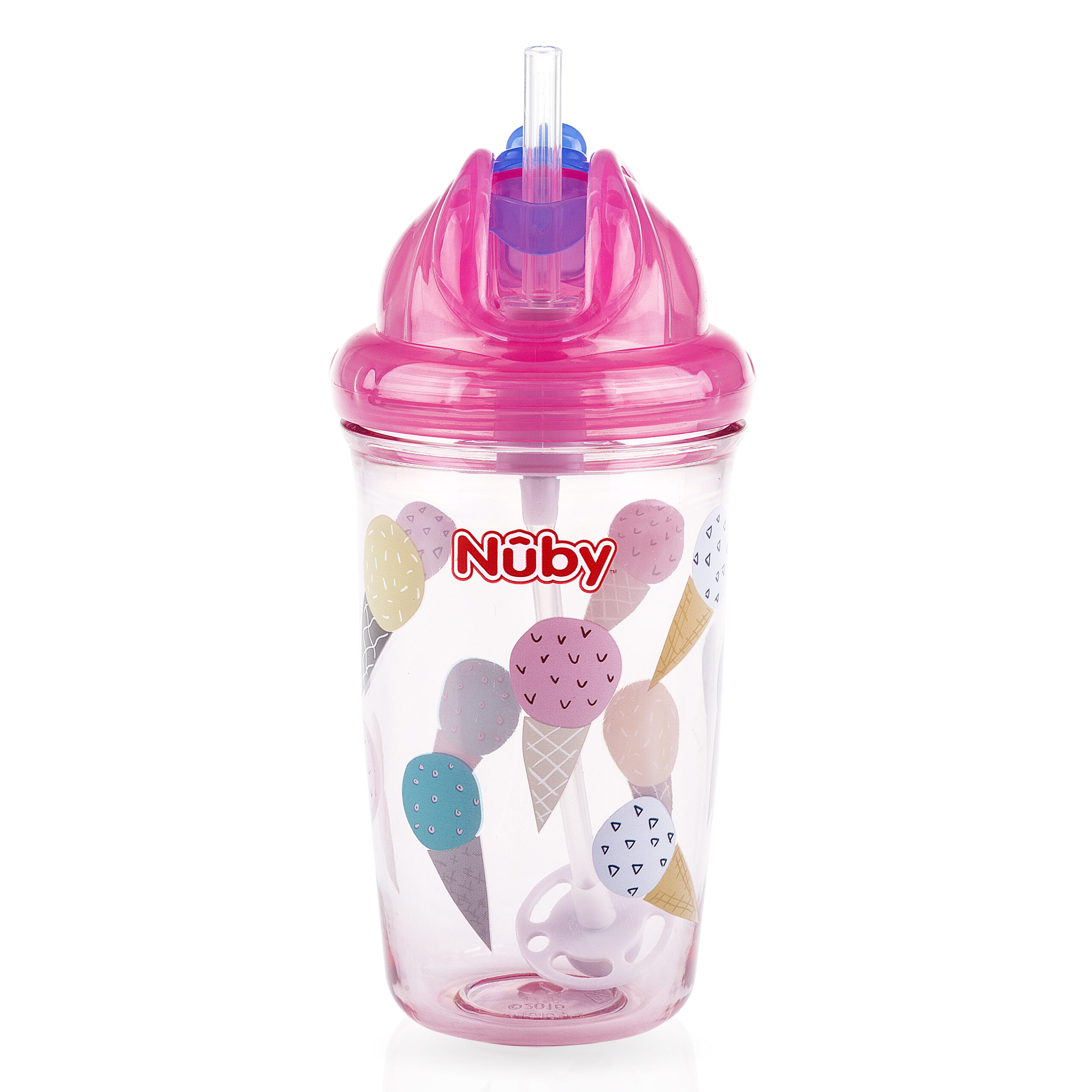 כוס אימון עם קשית ומשקולת מתהפכת ורוד Nuby