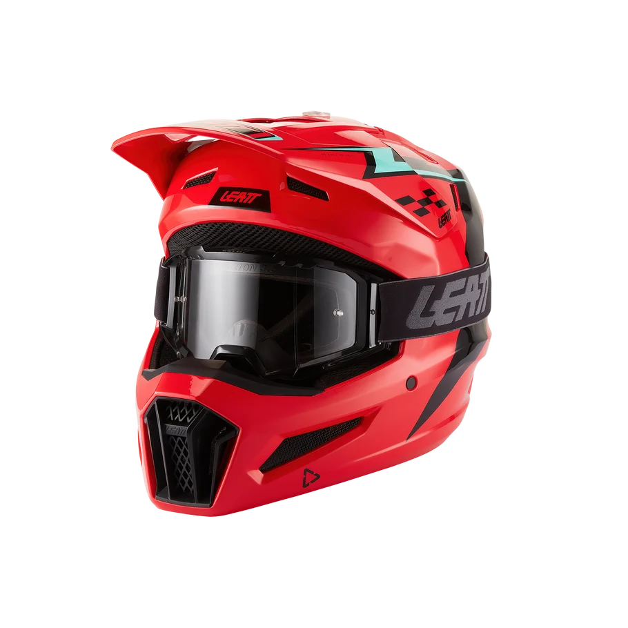 קסדת ילדים ליט אדום כולל משקפי אבק מתנה - LEATT MOTO 3.5 JR