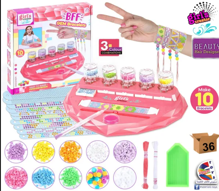 ערכת יצירה להכנת 10 צמידי חרוזים BFF Gem Bracelets Girl