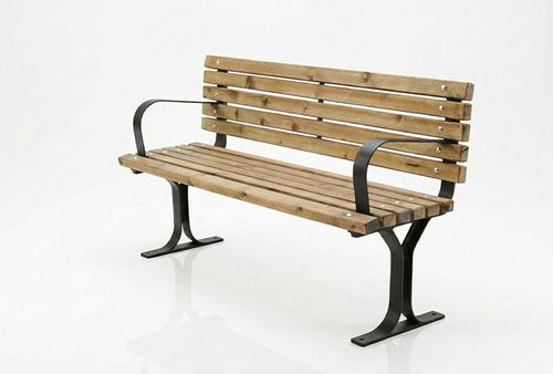 ספסל רחוב איכותי מברזל ועץ עם ידיות – דגם מונטריאול – תמונה 6