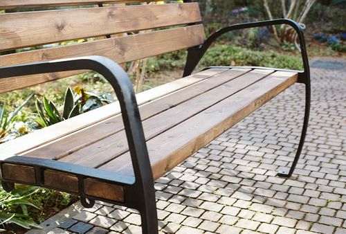 ספסל רחוב איכותי מברזל ועץ – דגם קוויבק – תמונה 2