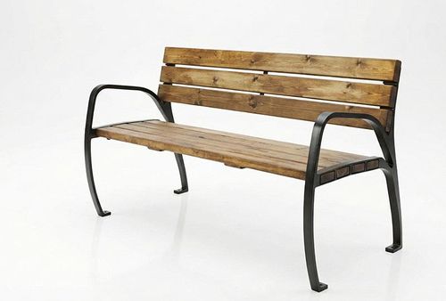 ספסל רחוב איכותי מברזל ועץ – דגם קוויבק – תמונה 5