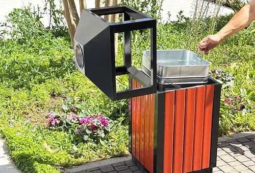 אשפתון מרובע איכותי לחוץ עם מאפרה – דגם קיימברידג׳ – תמונה 4