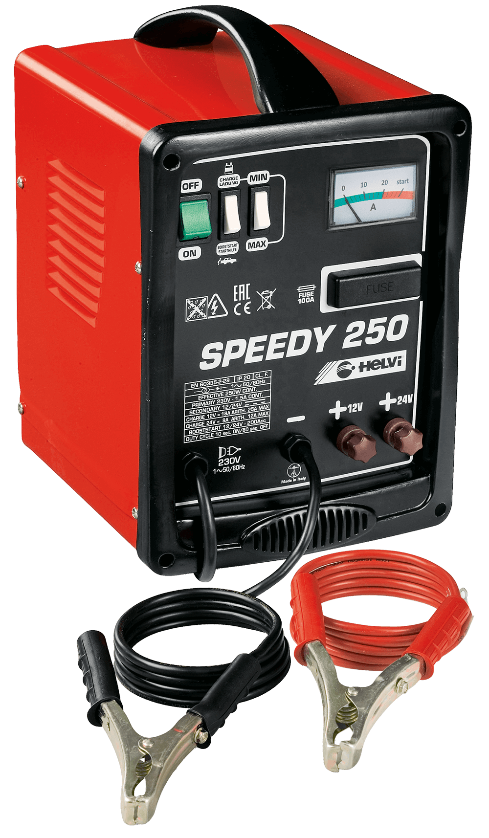 HELVI Speedy 250 - מטען מצברים / בוסטר נייד מקצועי 27A 12/24V ת.איטליה