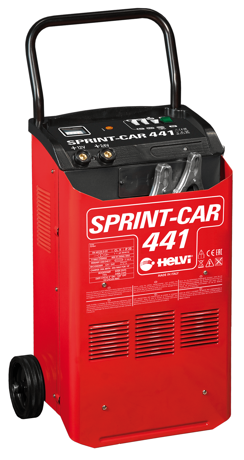 מטען מצברים / בוסטר מקצועי 55A 12/24V ת.איטליה HELVI SprintCar 441