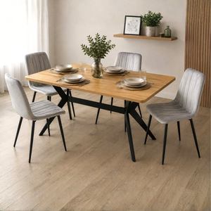 שולחן אוכל בעיצוב מודרני כולל 4 כסאות Tudo Design