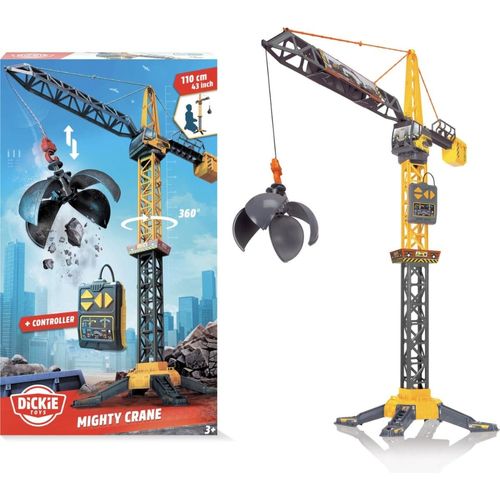 מנוף עגורן גדול ומסתובב 360 גובה 1.1 מטר עם שלט רחוק - DICKIE TOYS